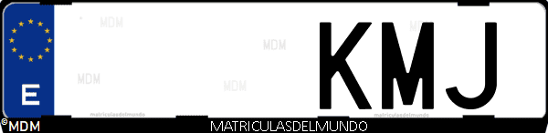 Imágen de matrícula de coche con letras KMJ de España