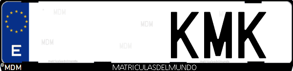 Imágen de matrícula de coche con letras KMK de España
