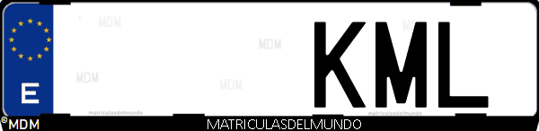 Imágen de matrícula de coche con letras KML de España