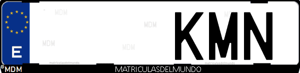 Imágen de matrícula de coche con letras KMN de España