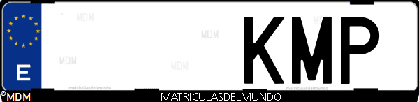 Imágen de matrícula de coche con letras KMP de España