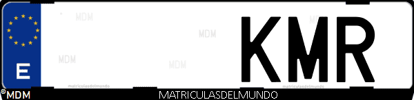 Imágen de matrícula de coche con letras KMR de España