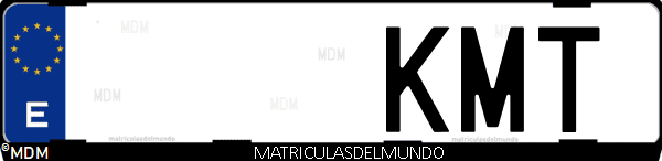 Imágen de matrícula de coche con letras KMT de España