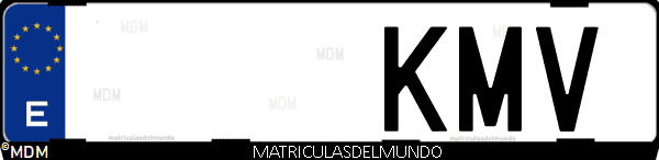 Imágen de matrícula de coche con letras KMV de España