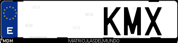 Imágen de matrícula de coche con letras KMX de España