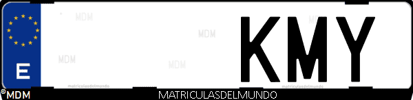 Imágen de matrícula de coche con letras KMY de España