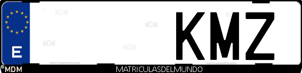 Imágen de matrícula de coche con letras KMZ de España