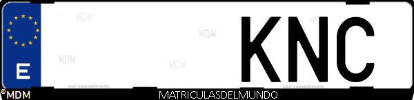 Imágen de matrícula de coche con letras KNC de España