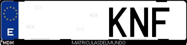 Imágen de matrícula de coche con letras KNF de España