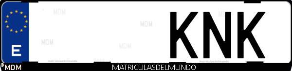 Imágen de matrícula de coche con letras KNK de España