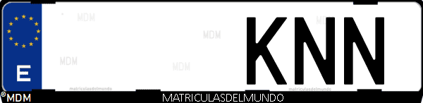 Imágen de matrícula de coche con letras KNN de España