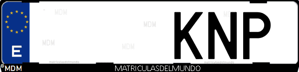 Imágen de matrícula de coche con letras KNP de España
