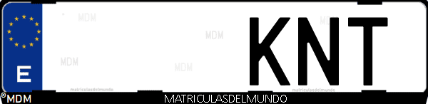 Imágen de matrícula de coche con letras KNT de España