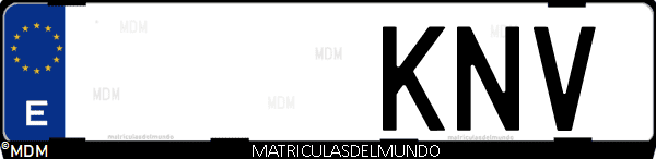 Imágen de matrícula de coche con letras KNV de España