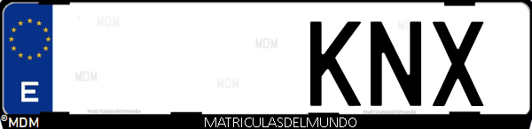 Imágen de matrícula de coche con letras KNX de España