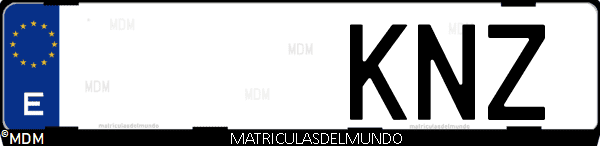 Imágen de matrícula de coche con letras KNZ de España