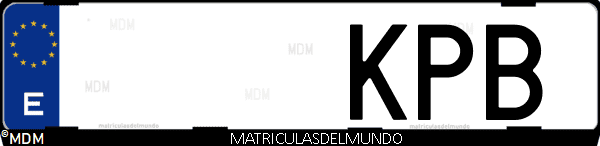 Imágen de matrícula de coche con letras KPB de España