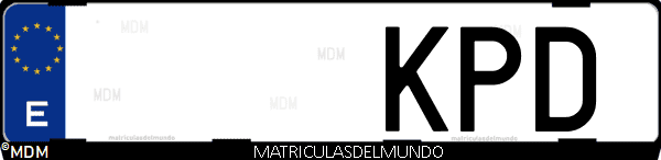 Imágen de matrícula de coche con letras KPD de España
