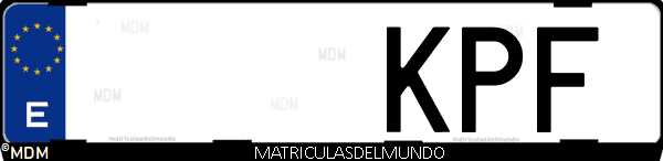 Imágen de matrícula de coche con letras KPF de España