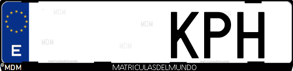 Imágen de matrícula de coche con letras KPH de España
