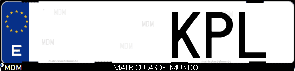 Imágen de matrícula de coche con letras KPL de España