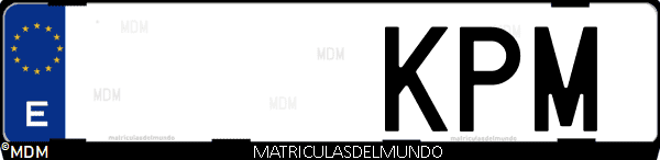 Imágen de matrícula de coche con letras KPM de España