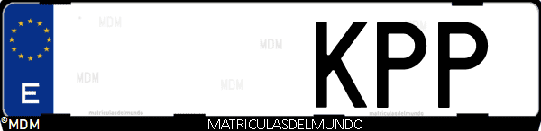 Imágen de matrícula de coche con letras KPP de España
