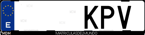 Imágen de matrícula de coche con letras KPV de España