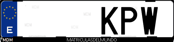 Imágen de matrícula de coche con letras KPW de España