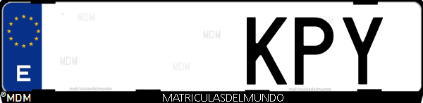 Imágen de matrícula de coche con letras KPY de España