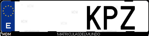 Imágen de matrícula de coche con letras KPZ de España