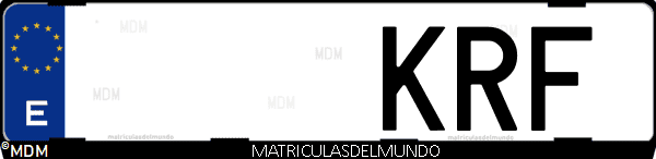 Imágen de matrícula de coche con letras KRF de España