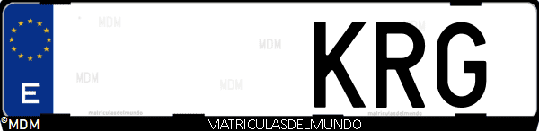 Imágen de matrícula de coche con letras KRG de España