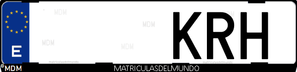 Imágen de matrícula de coche con letras KRH de España