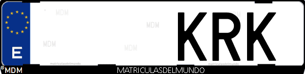 Imágen de matrícula de coche con letras KRK de España