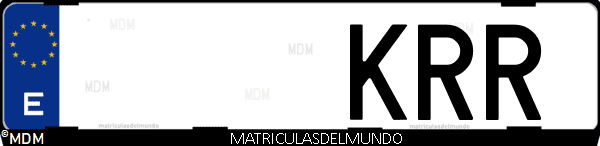 Imágen de matrícula de coche con letras KRR de España