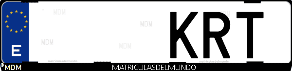 Imágen de matrícula de coche con letras KRT de España