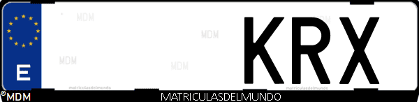 Imágen de matrícula de coche con letras KRX de España