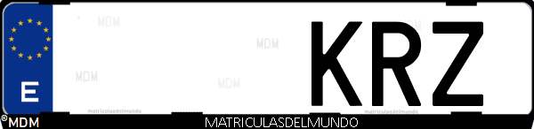 Imágen de matrícula de coche con letras KRZ de España