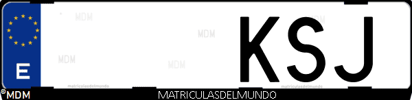 Imágen de matrícula de coche con letras KSJ de España