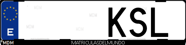 Imágen de matrícula de coche con letras KSL de España