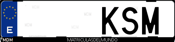 Imágen de matrícula de coche con letras KSM de España