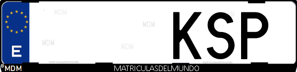 Imágen de matrícula de coche con letras KSP de España