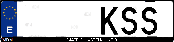 Imágen de matrícula de coche con letras KSS de España