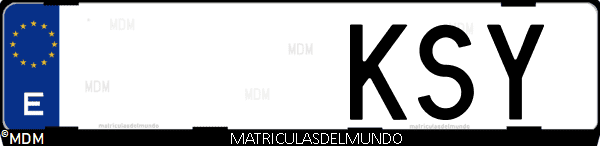 Imágen de matrícula de coche con letras KSY de España