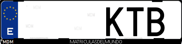 Imágen de matrícula de coche con letras KTB de España