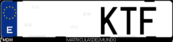 Imágen de matrícula de coche con letras KTF de España
