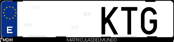 Imágen de matrícula de coche con letras KTG de España