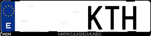 Imágen de matrícula de coche con letras KTH de España