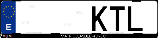 Imágen de matrícula de coche con letras KTL de España